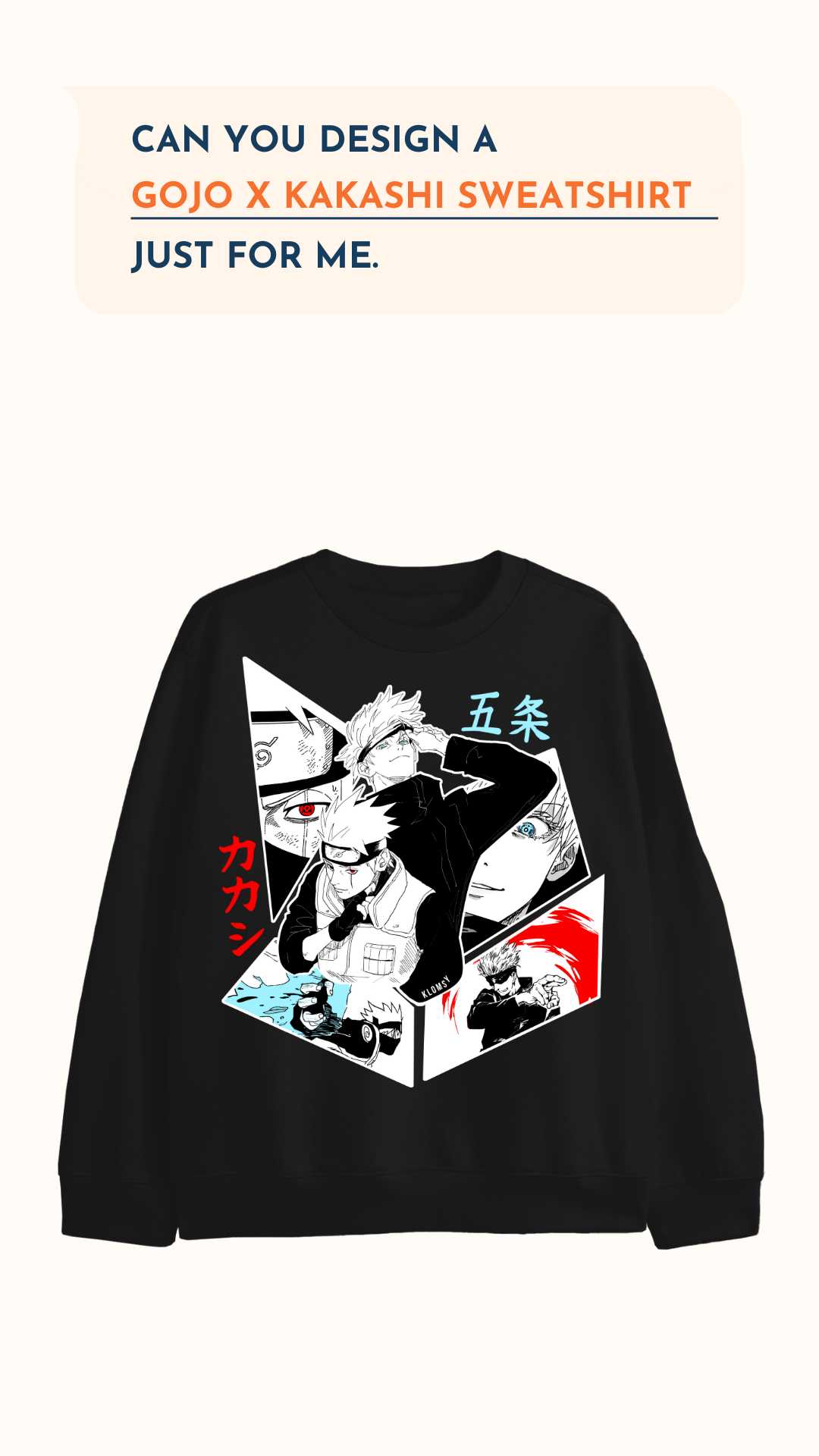klomsy custom gojo and kakashi sweatshirt banner 1 M